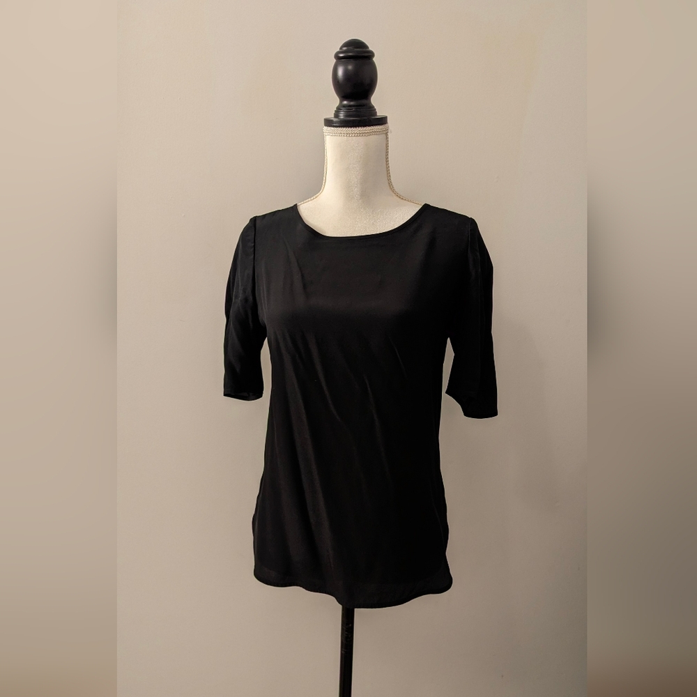 100% Black Silk Blouse Tunic